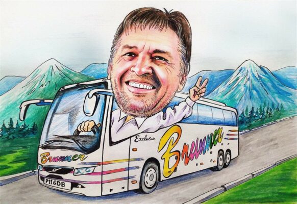 Karikatur im Bus