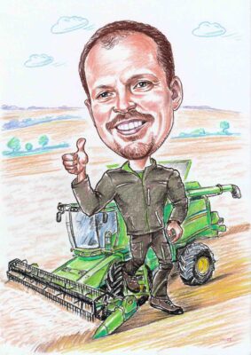 Karikatur mit Traktor